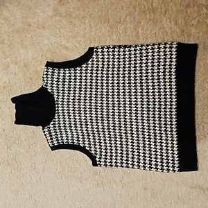 RALPH LAUREN HOUNDSTOOTH SLEEVELESS TURTLENECK SWEATER SIZE LARGE
